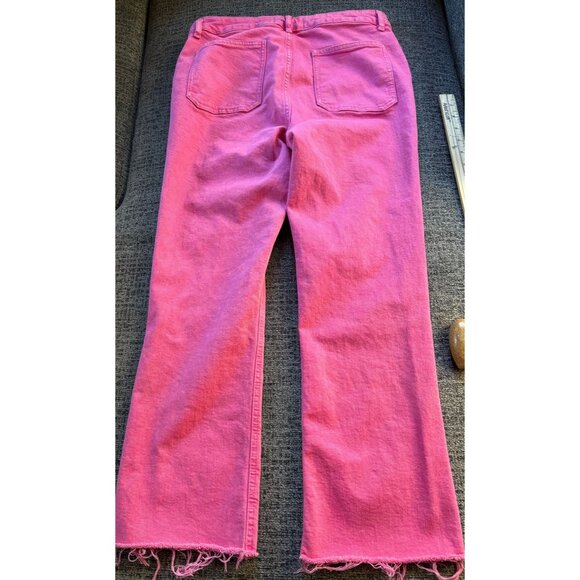 Hot Pink Zara Womens Cropped‎ Frayed Hem Jeans Size L/10 - Picture 7 of 7